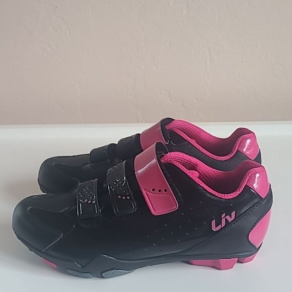 Giant Liv Fera Mountain Bike Cycling Shoes Black & Pink Size 37 - Picture 4 of 15
